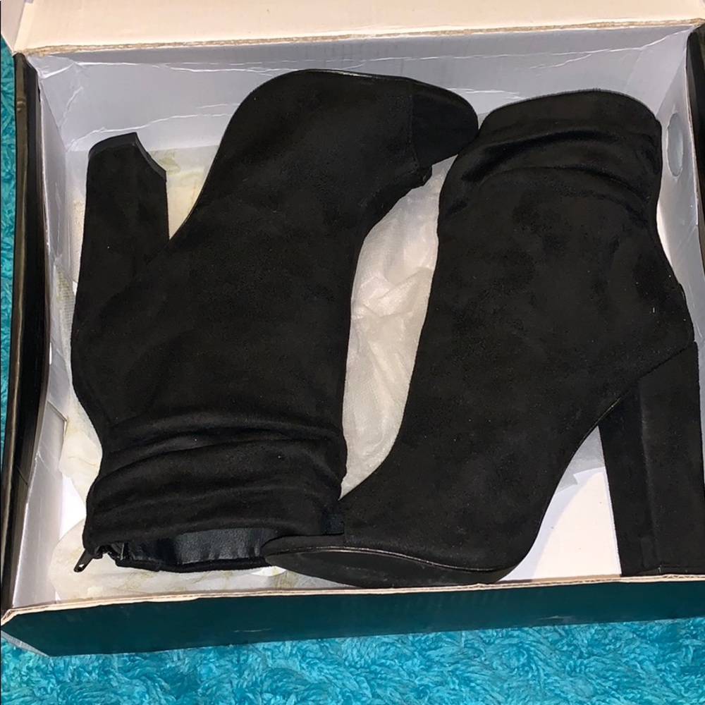 Black Suede High Heal Booties